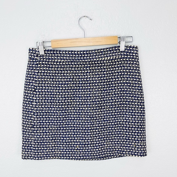 J. Crew Postage Stamp Blue Purple Tweed Metallic Mini Skirt - Picture 6 of 9